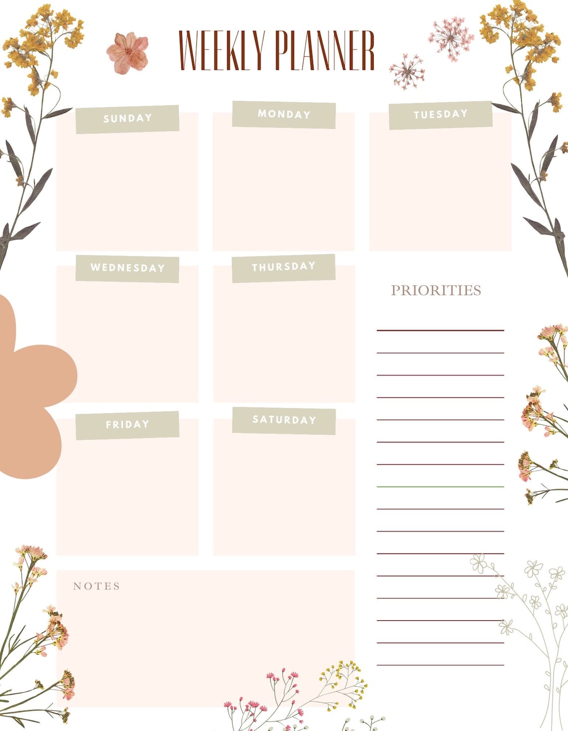 Weekly Printable Planner Sheets - Etsy