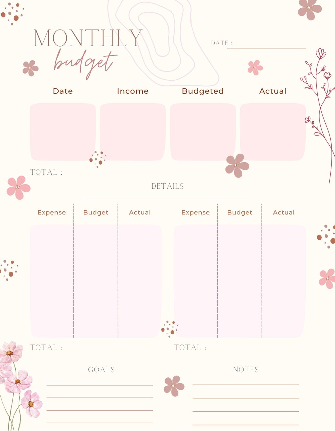 Monthly Printable Budget Sheets Etsy Monthly Printable Budget Sheets Etsy