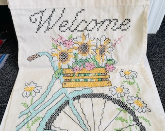 Bandera de porche bordada a mano: Decoración de verano para el patio