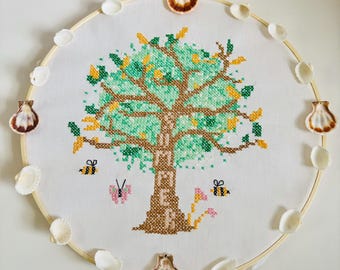 Gran decoración de pared de verano bordada