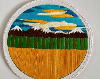 Arte de pared bordado de naturaleza/paisaje