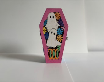 Ataúd Boo: Decoración de escritorio que cambia de color para Halloween