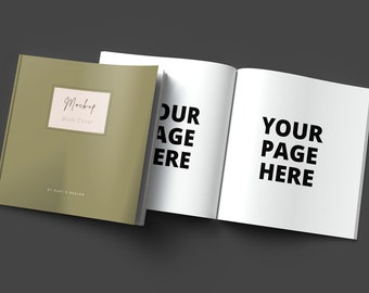 Open and Closed 8.5 X 8.5 Book Mockup PSD and JPG, kdp paperback cover and pages mockup, Square book mockup, Kdp A plus content mockup