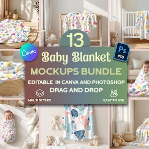 Baby Decke Mockup Bündel, Baby Decke Mockup, Baby Decke Mockup, Psd