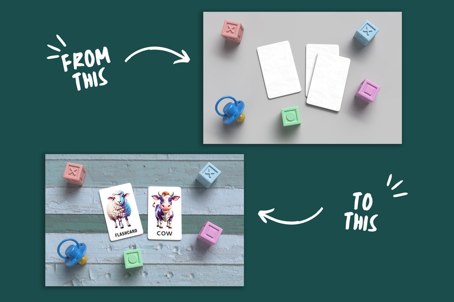Flashcards Design Kids Educational Flashcards Mockup, Flashcards Design Elements Mockup ...