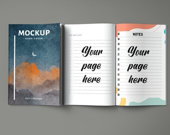 Soft Cover Open and Closed Book Mockup, kdp book cover and pages mockup, Premade kdp a plus content mockup, Book Mockup Psd and Jpg