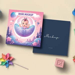 Adorable Baby Book Cover Mockup, Children's book mockup, Kids book cover mockup, Closed book mockup for KDP, Child-friendly book mockup