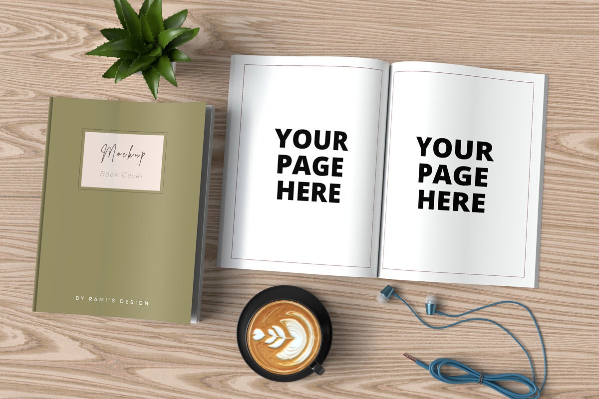 8.5 X 11 Book Cover and Content Mockup, Open and closed journal mockup, Kdp book cover and pages mockup, Open and closed Notebook mockup