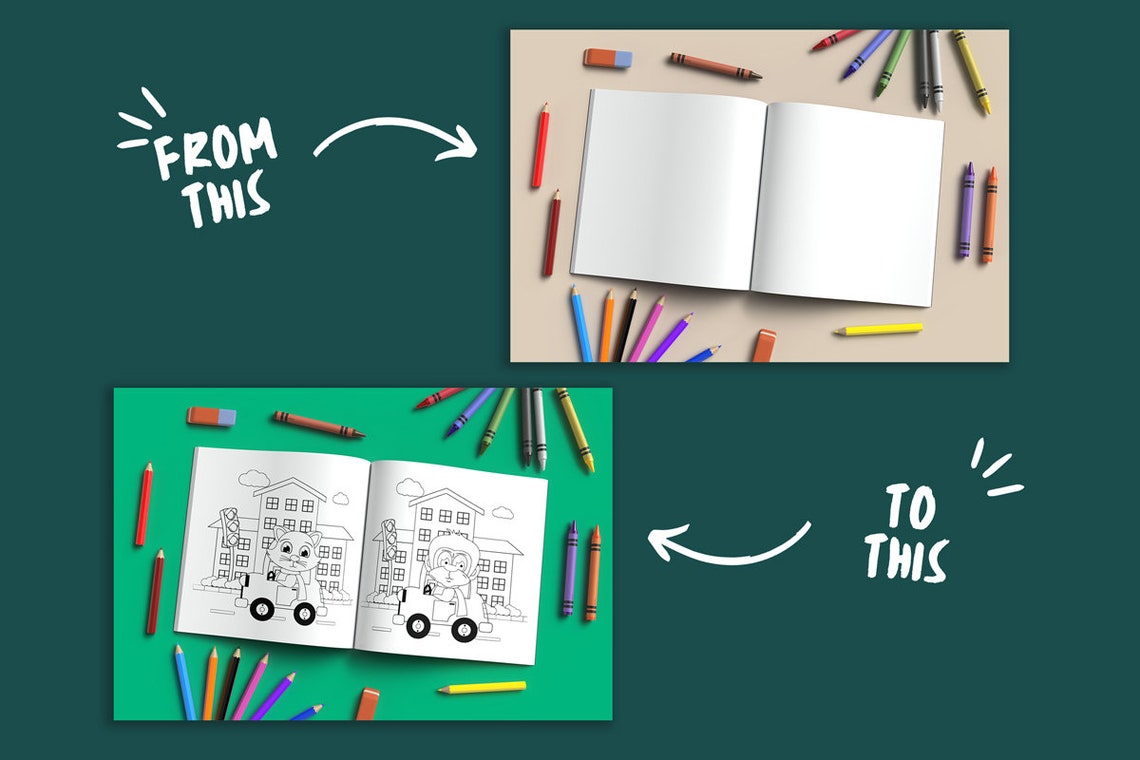 Square Coloring Book Mockup: 8.5 X 8.5 Inch KDP Interior (PSD & JPEG ...