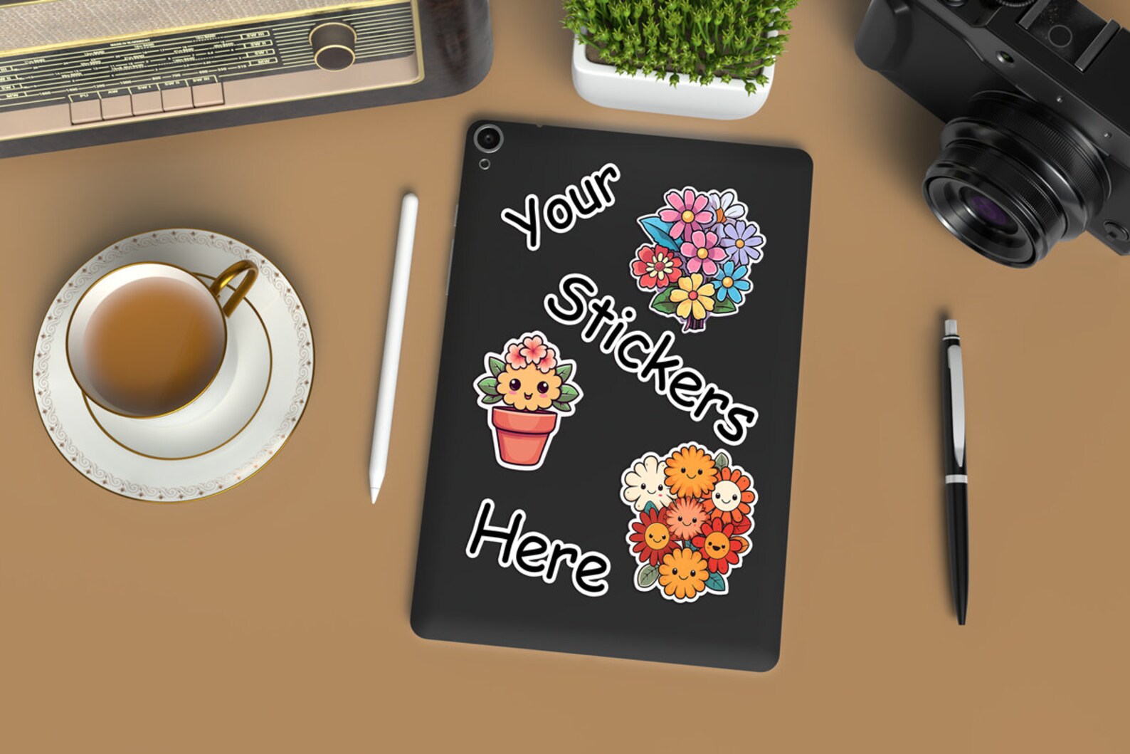 Tablet Stickers Mockup Psd and Jpg, Stickers Set Mockup for Product ...