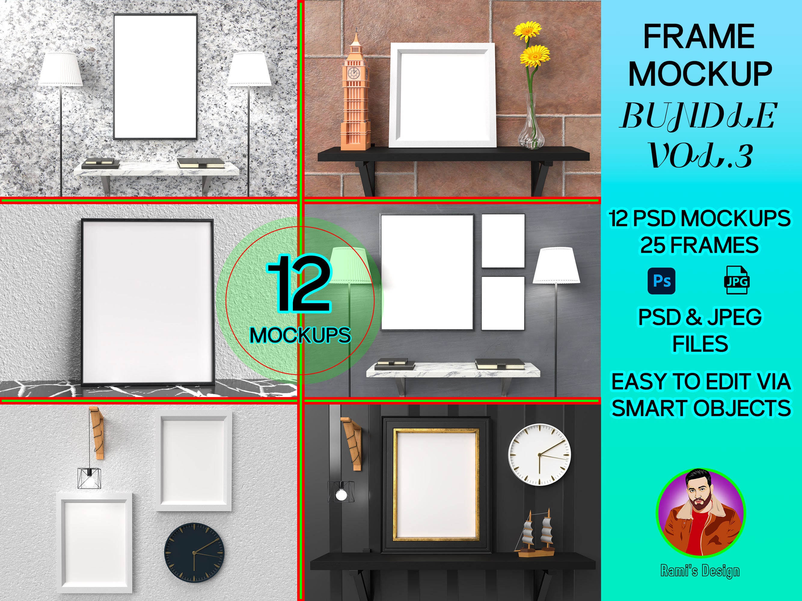Frame Mockup Bundle Wall Art Mockup Bundle Art Mockup Kit Etsy