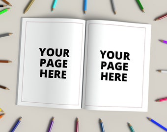 8,5 x 11 inch kleurboek mockup Psd en Jpg, Kleurboekpagina's mockup voor kdp a plus content, Realistisch kleurboek mockup,