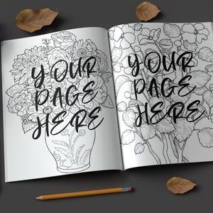Flowers Coloring Book Mockup, Book Mockup Tamplate For Kdp,  8.5 x 11 book mockup tamplate, Mockup For Kdp Activity Books And Coloring Books