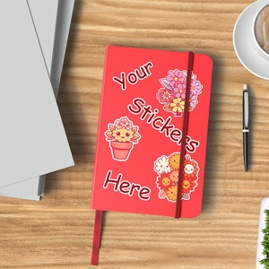 Editable Notebook Sticker Mockup, Notebook Cover Mockup, Customizable ...