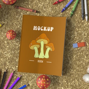 Mushroom coloring book cover mockup, Coloring book mockup, Coloring book tamplate, Kdp coloring book cover mockup, Activity book mockup