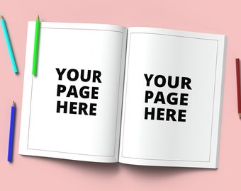 8,5 x 11 inch open kleurboek bewerkbare mockup, kleurboek presentatie mockup, afdrukbare kleurboek mockup