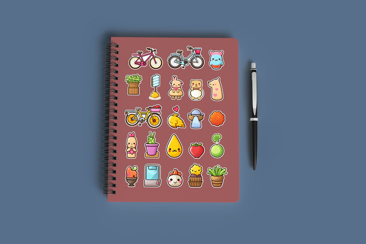 Spiral Notebook Sticker Design Showcase Book Cover Sticker Etsy