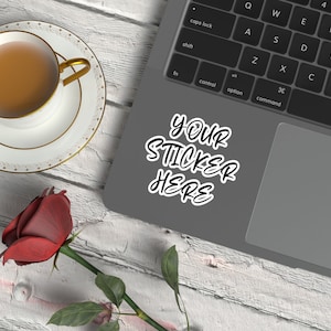 Laptop Adhesive Sticker Mockup Psd and Jpg, Laptop Mockup for Your Sticker, Etsy listing mockup, Sticker branding mockup, Adhesive mockup