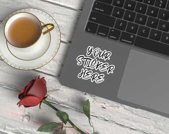 Laptop Adhesive Sticker Mockup Psd and Jpg, Laptop Mockup for Your Sticker, Etsy listing mockup, Sticker branding mockup, Adhesive mockup