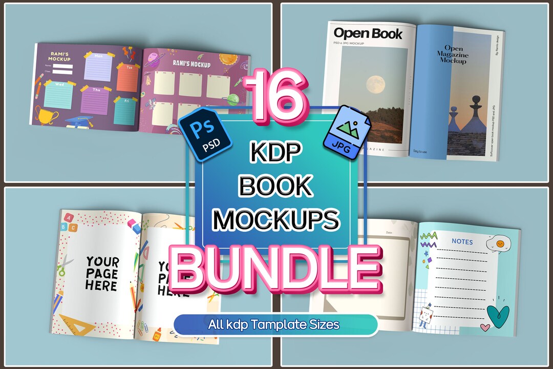 Kdp Book Mockups Bundle, Kdp A Plus Content Mockup Bundle, Open Book ...