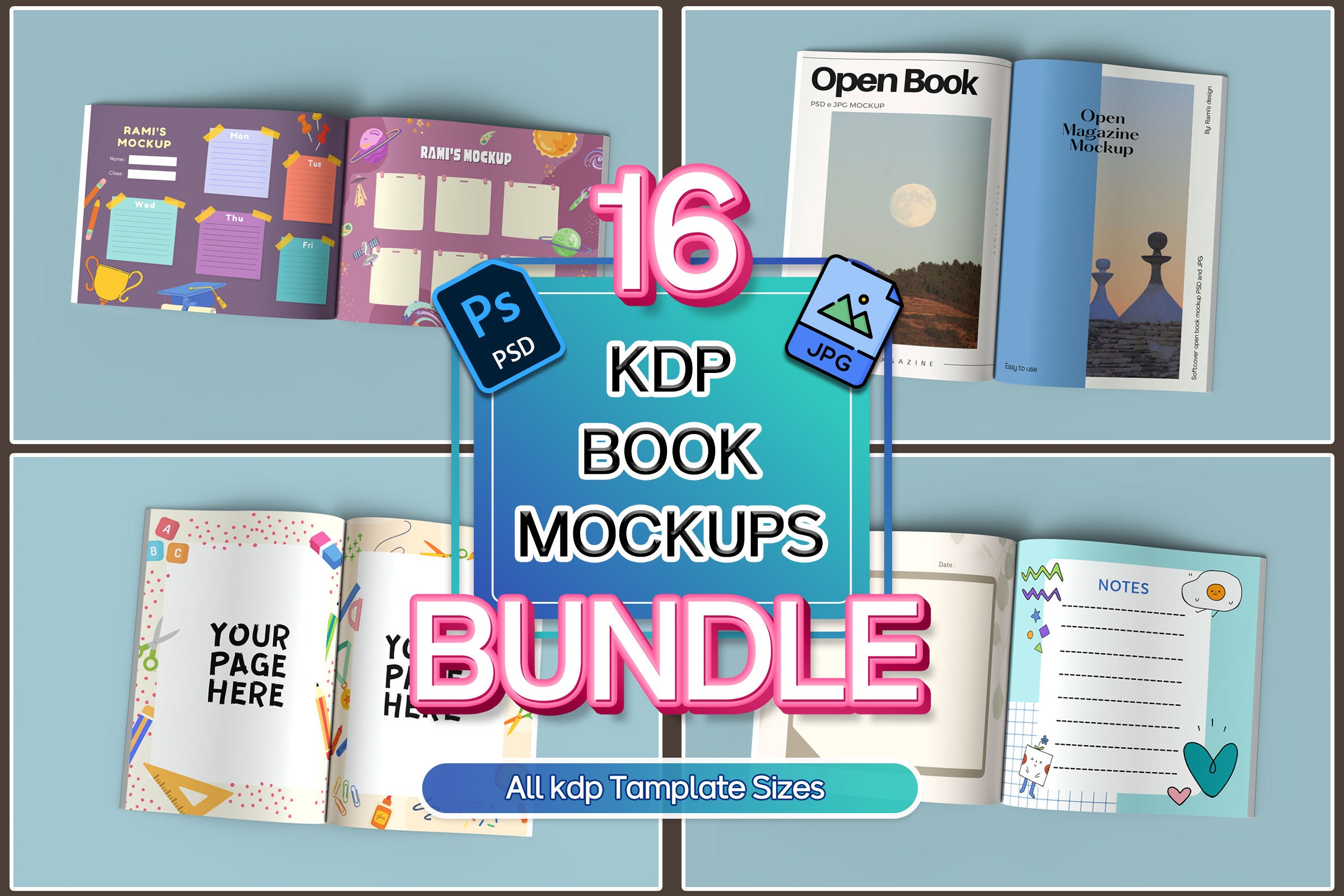 Kdp Book Mockups Bundle, Kdp A Plus Content Mockup Bundle, Open Book ...