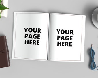 7.5 X 9.25 Open Book Mockup PSD, Notebook mockup for creative projects, KDP book mockup for publishing, Kdp A plus content mockup