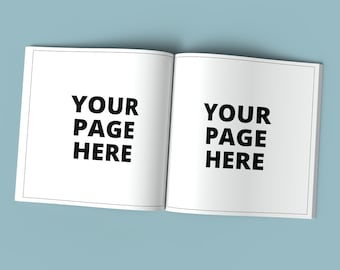KDP A+ Content Mockup 8.5 x 8.5 inch, Square book mockup design, Square softcover open book mockup,  Top view on opened book mockup
