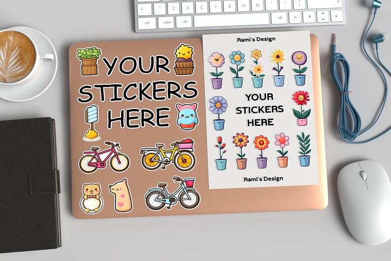 Laptop With Sheet Stickers Mockup Psd and Jpg, Realistic Laptop ...