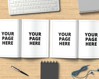 Two Open Books Presentation Mockup, Open books with coloring elements mockup, Kdp a plus content mockup, Double open book spread template
