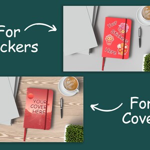 Editable Notebook Sticker Mockup, Notebook Cover Mockup, Customizable ...