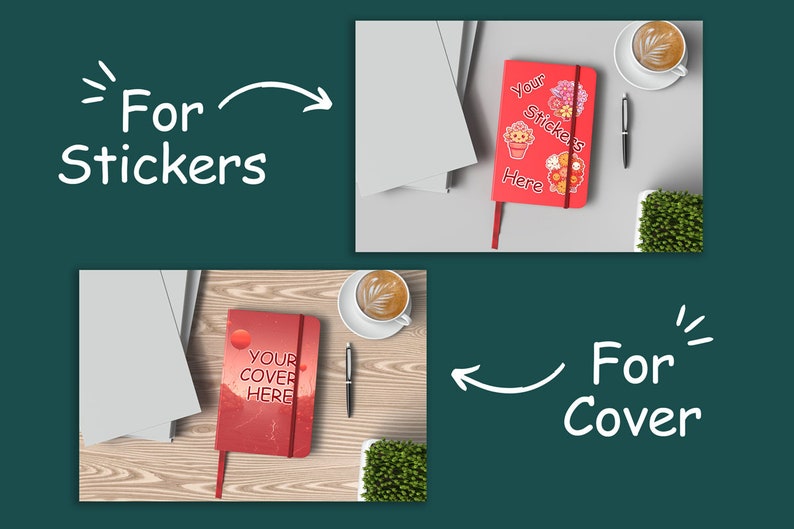 Stickers For Notebooks Editable Notebook Sticker Mockup, Notebook Cover Mockup, Customizable ...