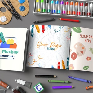 Bozza di libro da colorare quadrato aperto e chiuso, bozza di libro da colorare aperto e chiuso, bozza di copertina e pagine di libro, bozza di libro da colorare KDP