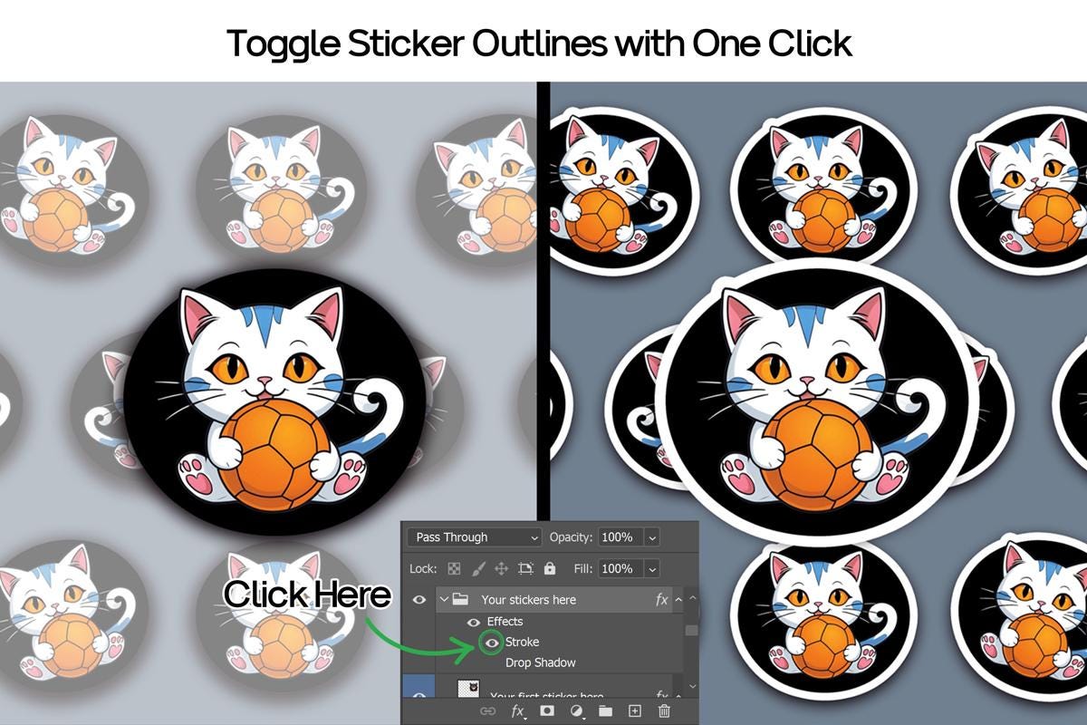 Editable Sticker Stack Mockup, Mockup for Branding Stickers, Editable ...