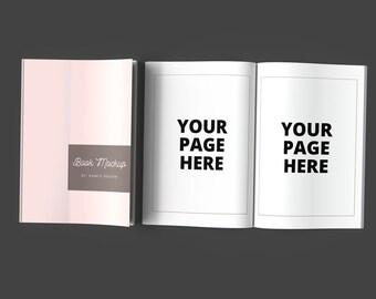 8.27 X 11.69 Open and Closed Book Mockup, Book cover and pages mockup PSD editable, Softcover book mockup for KDP, Kdp A plus content mockup
