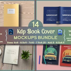 Book cover mockup bundle set of 14 mockups, Kdp A plus content mockups bundle, Editable book mockup bundle, Book cover mockup bundle