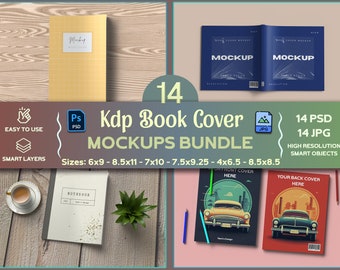 Book cover mockup bundle set of 14 mockups, Kdp A plus content mockups bundle, Editable book mockup bundle, Book cover mockup bundle