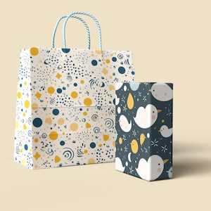 Maquette de sac cadeau en papier, maquette de marque de papier d'emballage, modèle de présentation de sac et de boîte, maquette de boîte et de papier d'emballage PSD