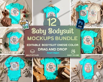 Baby Bodysuit Mockup Bundle, baby onesie mockup, infant bodysuit mockup, gerber onesie mockup, rabbit skins mockup, baby apparel mockup