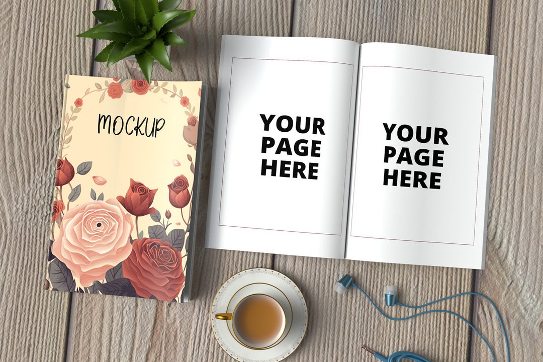 Book Cover and Content Mockup Psd and Jpg, Open and Closed Kdp Book ...