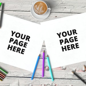 Quadratische Malseiten Mockup PSD und JPG, Malseiten Mockup, Malseiten Tamplate, Seitenmockup für einen Plus-Inhalt, Kdp Interior Mockup