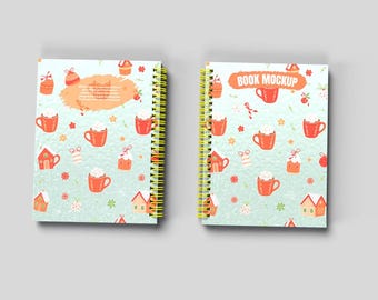 voor- en achterkant 8,5 x 11 spiraalvormig notitieboekmodel, bewerkbaar spiraalgebonden boek PSD-mockup, mockup met draadgebonden notitieboekomslag, notitieboekjemodel psd