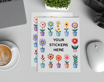 Stickers Sheet Editable Mockup Psd and Jpg, Realistic stickers mockup for showcasing artwork, Editable stickers mockup with smart objects