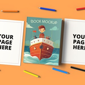 Malbuch Cover und Seiten Mockup, Ausmalseiten Mockup, Malbuch Cover Mockup, KDP Malbuch Mockup, Zeichnung Buch Mockup