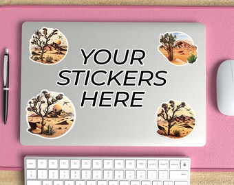 Adesivi per laptop chiusi Mockup Psd e Jpg, Adesivi per laptop mockup branding, Adesivi per PC mockup Psd