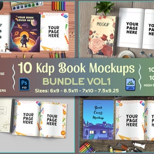 Kdp book mockups bundle, Premade Kdp A plus content mockups, Open and closed book mockup Psd and Jpg, Book cover and pages mockup bundle