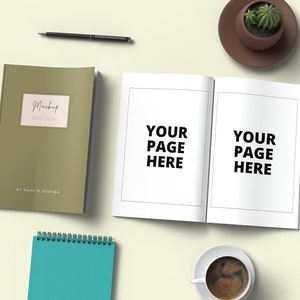 Top View Book Mockup PSD, Book cover presentation template, Book page presentation mockup, Realistic book mockup, Book mockup scene