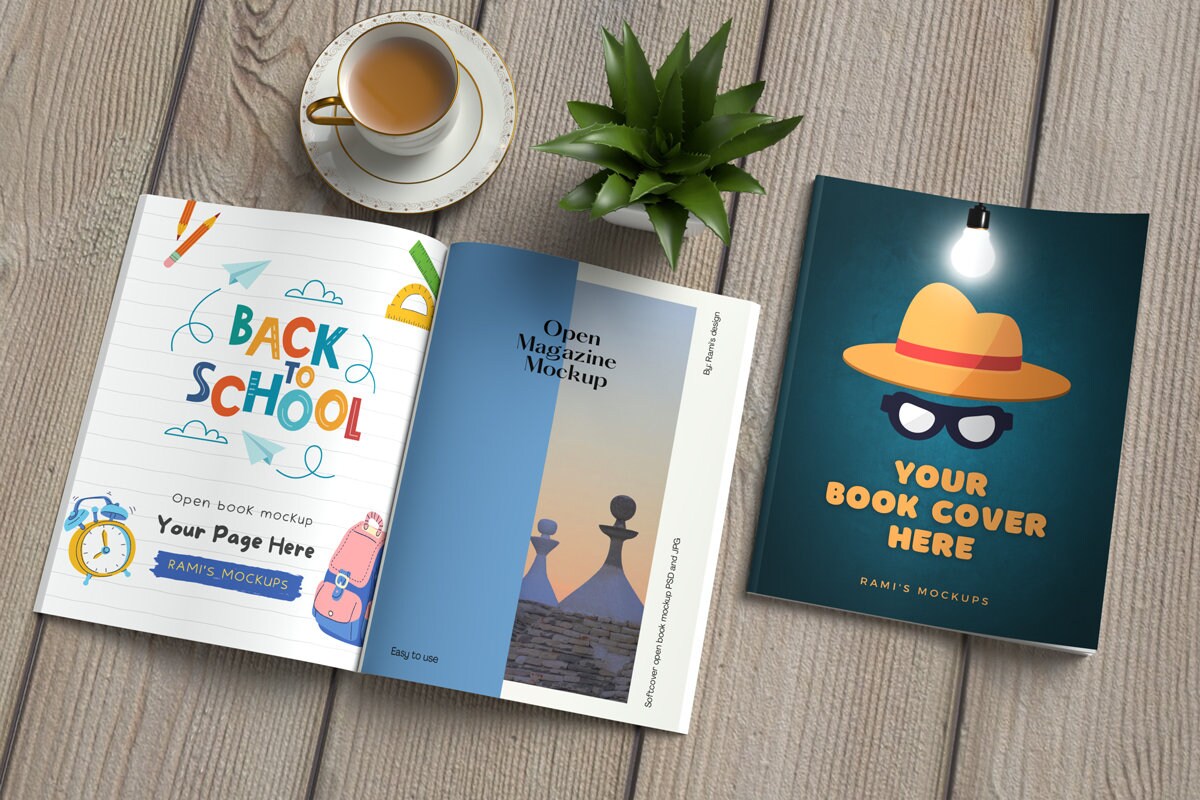 8.5 X 11 Book Cover and Pages Mockup, Open and Closed Kdp Book Mockup ...