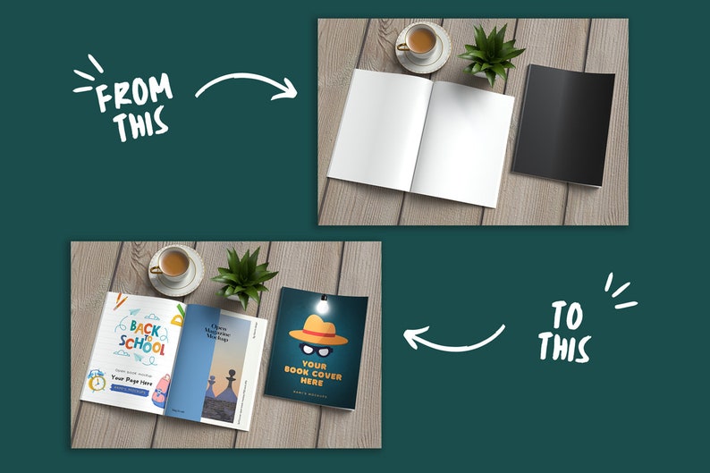 8.5 X 11 Book Cover and Pages Mockup, Open and Closed Kdp Book Mockup ...