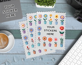 Stickers Sheet Mockup Psd and Png, Sticker sheet presentation mockup, laptop stickers mockup with smart objects