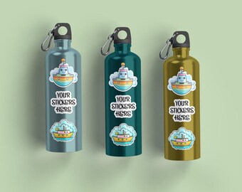 Maquette d'autocollant pour bouteille d'eau : modèle PSD modifiable